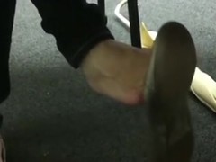 Candid Legal Age Teenager Shoeplay Dangling Close-Up  College Library Feet