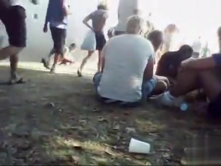 Drunk girls peeing in public at the music festival
