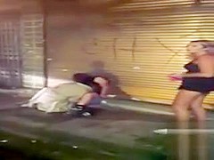 Drunk girl enjoys being hammered on the street