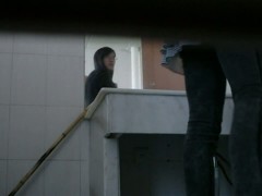 Asian student black hair bitch taking a piss