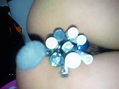 Crazy woman uses household items as masturbation tools