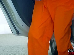 Horny office Tina Kay gets missionary from big dick inmate