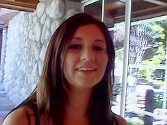 Beautiful brunette slut gets plowed in her both holes by big rod
