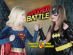 April Brookes Charlotte Stokely in Superhero Battle - WankzVR