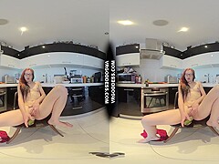 Ginger Personal Trainer Lea Kinky In The Kitchen Cucumber Carrot Masturbation To Completion