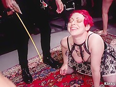 Mistress Fisting Slave At Group Party - Aiden Starr