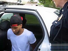 Muscled criminal fucks WHITE uniformed chicks