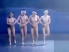 Beautiful nude ballet girls dance wonderfully