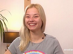 Sexy Blonde From Ukraine Fingers Her Shaved Snatch