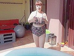 Big Belly Roxanne Miller In The Tiniest Of Swimwear