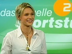 Sexy girl trying to score a goal