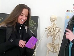 Hot Brunette Gets Nailed In The Classroom