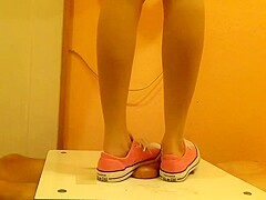Cock and balls under sneakers. Very hard crushing and stomping.