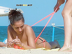 Nude Beach Girls Casually Enjoys A Naked In Public - Sunny Day