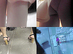 Thong of a foxy lady seen in free upskirt video