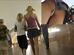 Tall beauty in subway upskirt