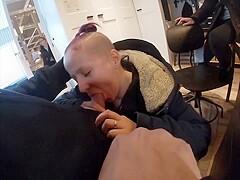 Public Double Blowjob: Mouthful of Salty Meatballs