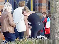 Sporty teen bent over thong