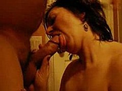 Another Middle Aged Brunette Sucks the Cock, Takes Load to Face