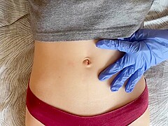 Belly Button In And Medical Gloves