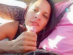 After fuck-fest in the car, I got mouthful of jizz - HotWife!