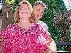 Huge breasted mature BBW fucking a muscled younger man