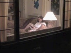 My brunette neighbor Anne voyeured masturbating thru window