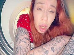 Stepson Fucks Stepmom Stuck In Washer - Hot Creampie Finish