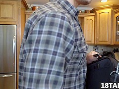 Redhead teen Dolly Little gives head