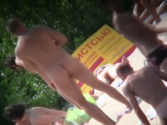 A nude Slavic beach voyeur spy cam video