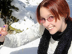 Helpless Brandi de Lafey Strokes A Lonely Snowman - PublicHandjobs