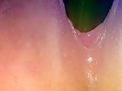 Chubby pussy cucumber play