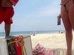 Micro bikini stuffed in her pussy lips