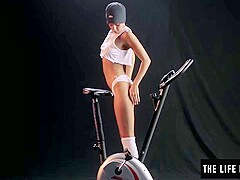 Beautiful Sweaty Teen 18+ Humping An Exercise Bike Seat