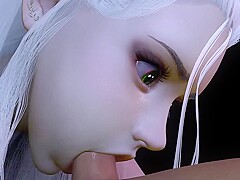 Forest Elf with Stunning Green Eyes Gives Blow Job in POV - 3D Porn