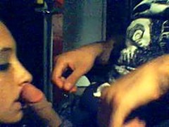 Slurping a Jizz Load from boyfriends Cock