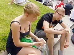Blonde teen big tits downblouse and cleavage