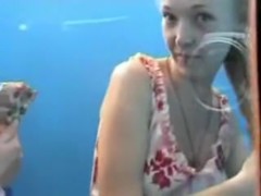 Blonde girl in beach cabin noticed the voyeur cam