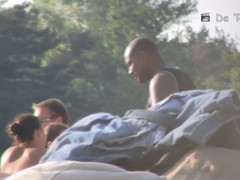 Awesome beach voyeur vid with a hot brunette