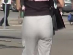 Amateur in light cotton pants spied from behind bushes 07t