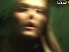 Young couple fucks in a dark public place before eating