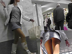 Free upskirt video with nice girl in jean skirt