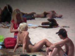 Smoking hot blonde on hidden beach cam