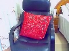 Girl on her webcam groping her Asian tits