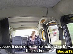 Czech taxi amateur titfucking on backseat