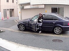Adorable Japanese hottie enjoys playing with her hairy snatch
