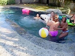 Whale of a fat ass asian annihilated by white cock by the pool