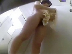 Japanese swimsuit girl shower and piss