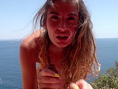 Candice Demellza In Super Sexy German Babe Gets A Big Facial On The Beach