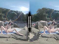 Matty Risky Public Dildo Masturbation On Beach Cheri Rebeka Ruby Sunbathing Background
